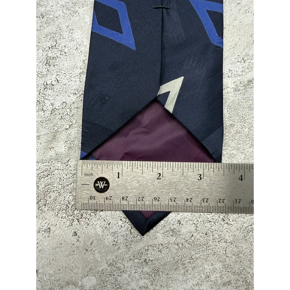 Polo Ralph Lauren Tie Mens OS Navy Diamond Geometric Abstract Cotton HandMade